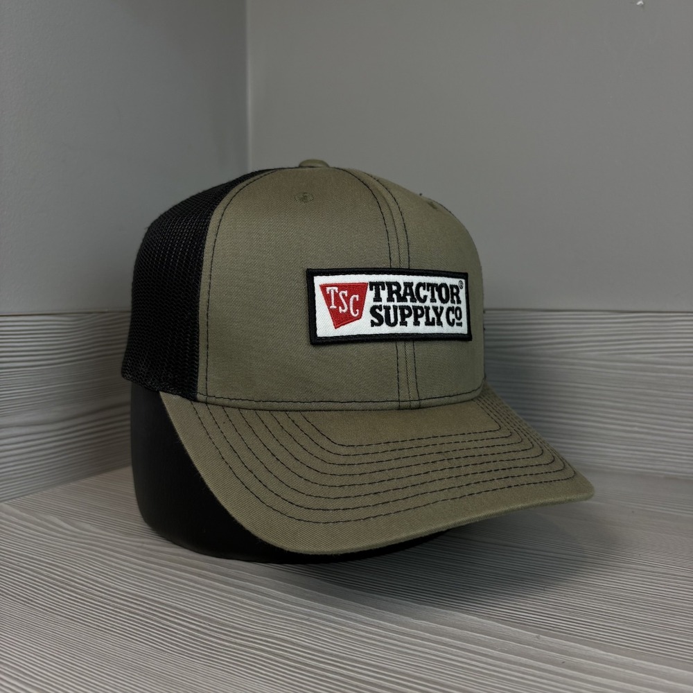 Tractor Supply Co Hat Olive Green Black Farmer Cap Trucker Snapback Adjustable